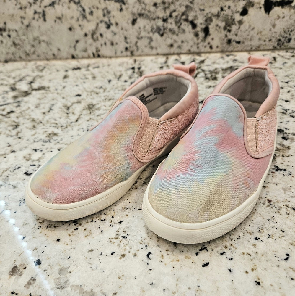 Slip on rainbow, glitter girl's shoes ,size 12M